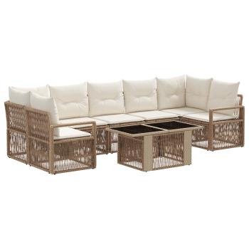 Gartensofa-set 8 stk. Beige und Cremeweiß Poly-Rattan