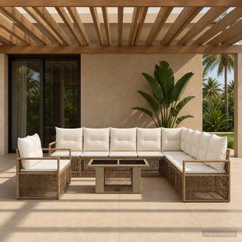 ARDEBO.de - Gartensofa-set 12 stk. Beige und Cremeweiß Poly-Rattan