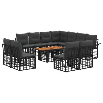 Gartensofa-set 12 stk. Schwarz und Dunkelgrau Poly-Rattan
