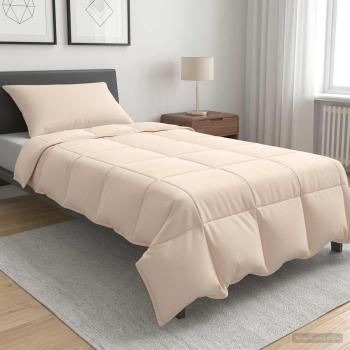 ARDEBO.de - Bettwäsche-Set 2 stk. 137 x 200 cm Für alle Jahreszeiten Beige