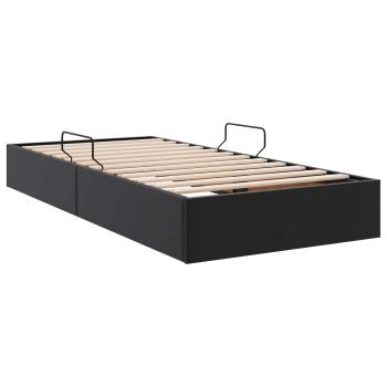 Ottoman Bettgestell mit Speicher Schwarz 90 x 190 cm Kunstleder