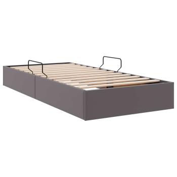 Ottoman Bettgestell mit Speicher Grau 90 x 190 cm Kunstleder