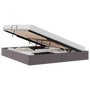Ottoman Bettgestell mit Speicher Grau 180 x 200 cm Kunstleder