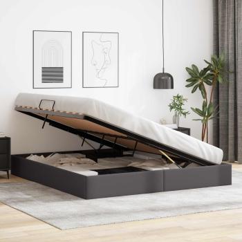 Ottoman Bettgestell mit Speicher Grau 180 x 200 cm Kunstleder