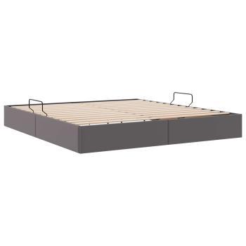 Ottoman Bettgestell mit Speicher Grau 180 x 200 cm Kunstleder