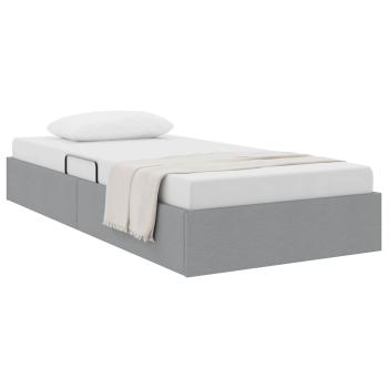 Ottoman Bettgestell mit Speicher Hellgrau 90 x 190 cm Stoff