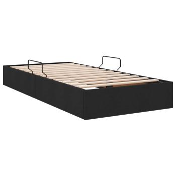 Ottoman Bettgestell mit Speicher Schwarz 90 x 190 cm Stoff