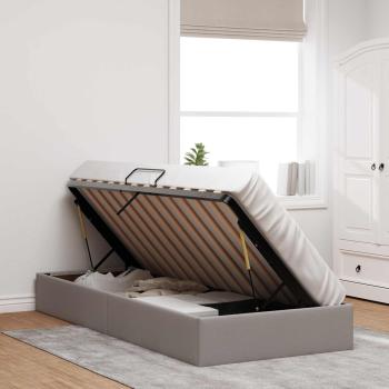 Ottoman Bettgestell mit Speicher Taupe 90 x 190 cm Stoff