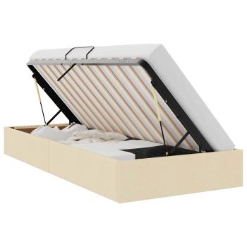 Ottoman Bettgestell mit Speicher Creme 90 x 200 cm Stoff