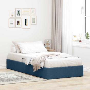 ARDEBO.de - Ottoman Bettgestell mit Speicher Blau 90 x 200 cm Stoff