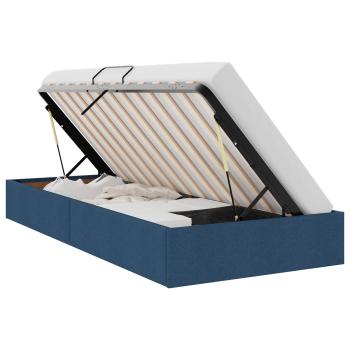 Ottoman Bettgestell mit Speicher Blau 90 x 200 cm Stoff