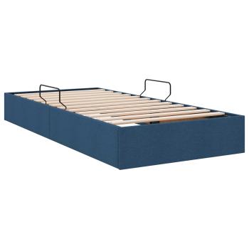 Ottoman Bettgestell mit Speicher Blau 90 x 200 cm Stoff