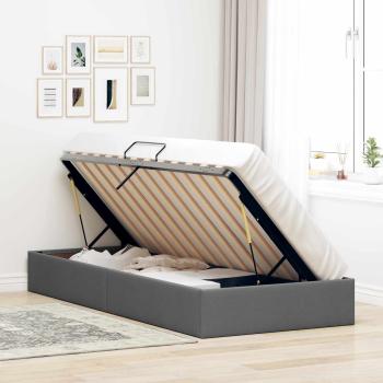 Ottoman Bettgestell mit Speicher Dunkelgrau 100 x 200 cm Stoff