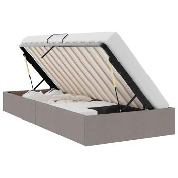 Ottoman Bettgestell mit Speicher Taupe 100 x 200 cm Stoff