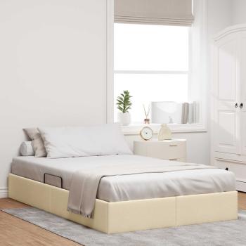 ARDEBO.de - Ottoman Bettgestell mit Speicher Creme 120 x 200 cm Stoff