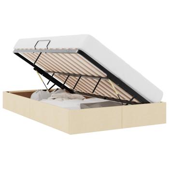 Ottoman Bettgestell mit Speicher Creme 120 x 200 cm Stoff