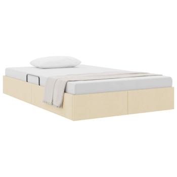 Ottoman Bettgestell mit Speicher Creme 120 x 200 cm Stoff