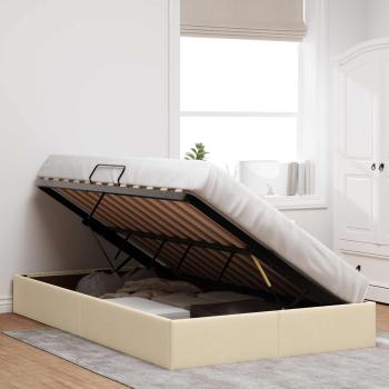Ottoman Bettgestell mit Speicher Creme 120 x 200 cm Stoff