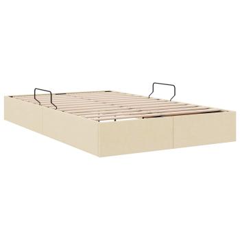 Ottoman Bettgestell mit Speicher Creme 120 x 200 cm Stoff