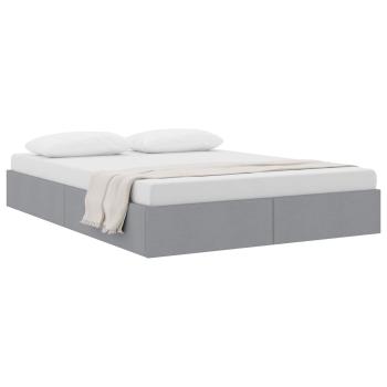Ottoman Bettgestell mit Speicher Hellgrau 140 x 190 cm Stoff