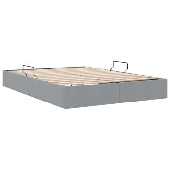 Ottoman Bettgestell mit Speicher Hellgrau 140 x 190 cm Stoff