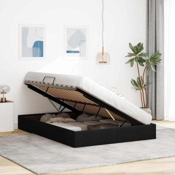 Ottoman Bettgestell mit Speicher Schwarz 140 x 190 cm Stoff