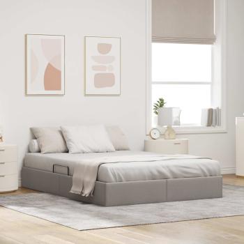 ARDEBO.de - Ottoman Bettgestell mit Speicher Taupe 140 x 200 cm Stoff