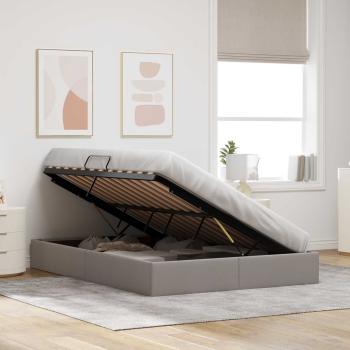Ottoman Bettgestell mit Speicher Taupe 140 x 200 cm Stoff