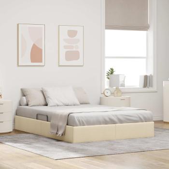 ARDEBO.de - Ottoman Bettgestell mit Speicher Creme 140 x 200 cm Stoff
