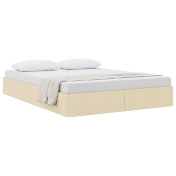 Ottoman Bettgestell mit Speicher Creme 140 x 200 cm Stoff