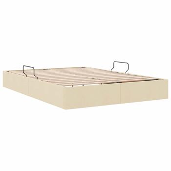 Ottoman Bettgestell mit Speicher Creme 140 x 200 cm Stoff