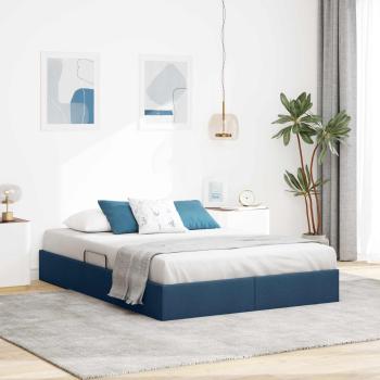 ARDEBO.de - Ottoman Bettgestell mit Speicher Blau 140 x 200 cm Stoff