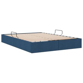 Ottoman Bettgestell mit Speicher Blau 140 x 200 cm Stoff