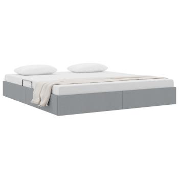 Ottoman Bettgestell mit Speicher Hellgrau 160 x 200 cm Stoff