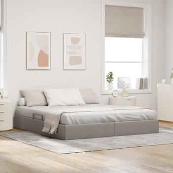 ARDEBO.de - Ottoman Bettgestell mit Speicher Taupe 160 x 200 cm Stoff