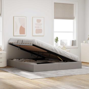 Ottoman Bettgestell mit Speicher Taupe 160 x 200 cm Stoff