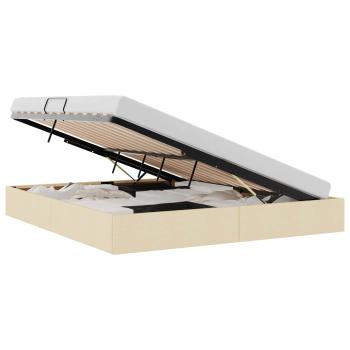 Ottoman Bettgestell mit Speicher Creme 160 x 200 cm Stoff