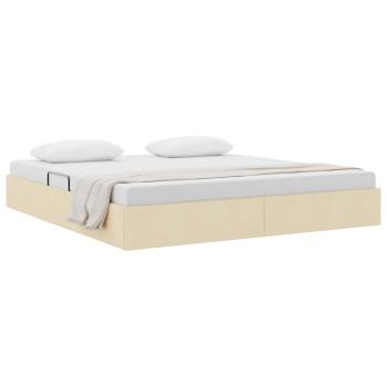 Ottoman Bettgestell mit Speicher Creme 160 x 200 cm Stoff