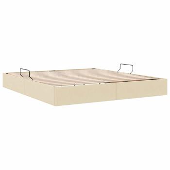 Ottoman Bettgestell mit Speicher Creme 160 x 200 cm Stoff