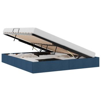 Ottoman Bettgestell mit Speicher Blau 160 x 200 cm Stoff