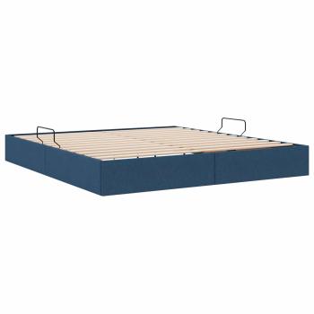 Ottoman Bettgestell mit Speicher Blau 160 x 200 cm Stoff