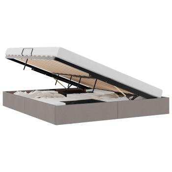 Ottoman Bettgestell mit Speicher Taupe 180 x 200 cm Stoff