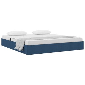 Ottoman Bettgestell mit Speicher Blau 180 x 200 cm Stoff
