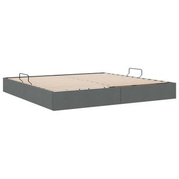 Ottoman Bettgestell mit Speicher Dunkelgrau 200 x 200 cm Stoff