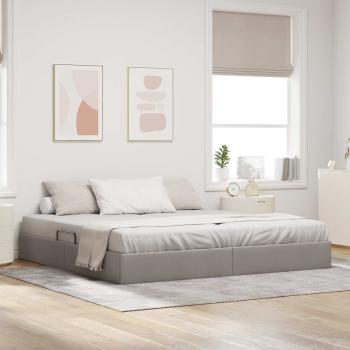 ARDEBO.de - Ottoman Bettgestell mit Speicher Taupe 200 x 200 cm Stoff