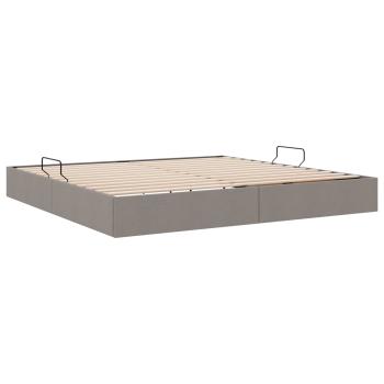 Ottoman Bettgestell mit Speicher Taupe 200 x 200 cm Stoff