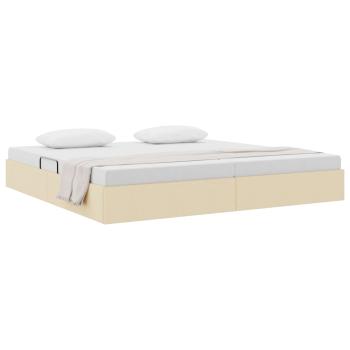 Ottoman Bettgestell mit Speicher Creme 200 x 200 cm Stoff