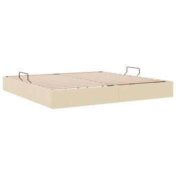 Ottoman Bettgestell mit Speicher Creme 200 x 200 cm Stoff