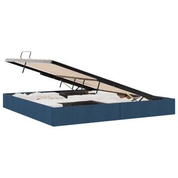 Ottoman Bettgestell mit Speicher Blau 200 x 200 cm Stoff