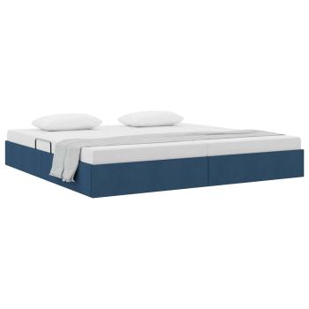 Ottoman Bettgestell mit Speicher Blau 200 x 200 cm Stoff